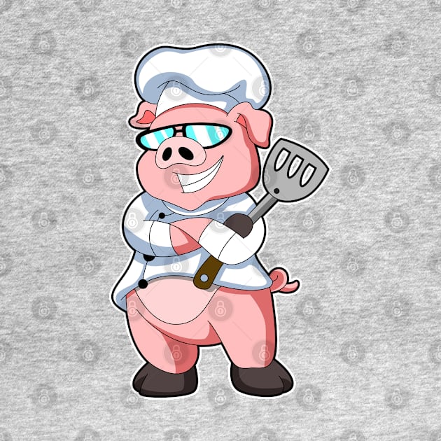 Pig as Chef with Cooking apron & Sunglasses by Markus Schnabel